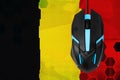 Belgium flag and computer mouse. Concept of country representing e-sports team