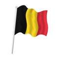 Belgium flag on flagpole waving in wind. Belgian tricolor vector isolated object illustration. Black, red and yellow flag texture Royalty Free Stock Photo