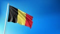 Belgium Flag Flying on Blue Sky Background 3D Render