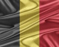 Belgium flag with a glossy silk texture. Royalty Free Stock Photo