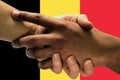 Belgium flag, intergration of a multicultural group of young people Royalty Free Stock Photo