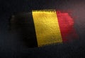 Belgium Flag Made of Metallic Brush Paint on Grunge Dark Wall Royalty Free Stock Photo