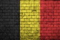 Belgium flag is painted onto an old brick wall Royalty Free Stock Photo