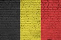 Belgium flag is painted onto an old brick wall Royalty Free Stock Photo