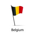 Belgium flag on pole, infographic element on white