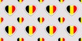 Belgium flag seamless pattern. Belgian national flags stikers. Vector love hearts symbols. Background for sports pages, travel, ge