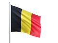 Belgium flag waving on white background, close up, isolated. 3D render Royalty Free Stock Photo