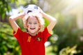 Belgium football fan. Belgian kids play soccer Royalty Free Stock Photo