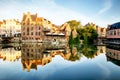 Belgium, Ghent - canal and medieval buildings in popular tourist