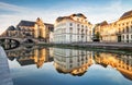 Belgium, Ghent - canal and medieval buildings in popular touristic city