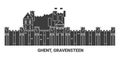 Belgium, Ghent, Gravensteen, travel landmark vector illustration