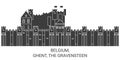 Belgium, Ghent, The Gravensteen travel landmark vector illustration