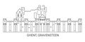 Belgium, Ghent, Gravensteen, travel landmark vector illustration