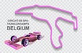 Belgium grand prix race track for Formula 1 or F1. Detailed racetrack or national circuit