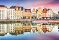 Belgium historic city Ghent at sunset Royalty Free Stock Photo