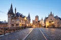 Belgium historic city Ghent at sunset Royalty Free Stock Photo