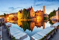 Belgium - Historical centre of Bruges river view. Old Brugge bu Royalty Free Stock Photo