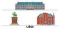 Belgium, Liege flat landmarks vector illustration. Belgium, Liege line city with famous travel sights, skyline, design.