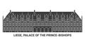 Belgium, Liege, Palace Of The Princebishops travel landmark vector illustration