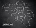 Belgium map administrative division separates regions and names design card blackboard chalkboard Royalty Free Stock Photo