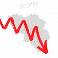 Belgium map with falling arrow. Royalty Free Stock Photo