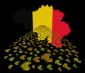 Belgium map flag with euros foreground illustration Royalty Free Stock Photo