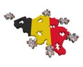 Belgium Map flag jigsaw with euros Royalty Free Stock Photo