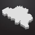 Belgium map in gray on a black background 3d Royalty Free Stock Photo