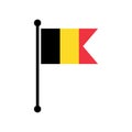 Belgium national flag on flagpole, belgian flag map pointer layout, vector illustration Royalty Free Stock Photo