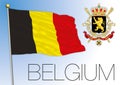 Belgium official national flag and coat of arms, vector illustration, EU Royalty Free Stock Photo