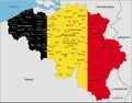Belgium highly detailed political map with national flag. Royalty Free Stock Photo