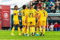 Belgium players Dedryck Boyata, Axel Witsel, Timothy Castagne, Thorgan Hazard, Kevin De Bruyne celebrating a goal in UEFA Euro