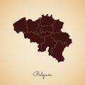 Belgium region map: retro style brown outline on.