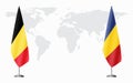 Belgium and Romania flags for official meeting