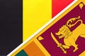 Belgium and Sri Lanka, symbol of two national flags from textile. Championship between two countries