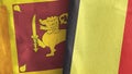 Belgium and Sri Lanka two flags textile cloth 3D rendering