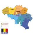 Belgium vector political map with regions and flag Royalty Free Stock Photo