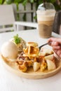 Belgium waffle with icecream. Royalty Free Stock Photo