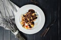 Belgium waffles with fresh berries Royalty Free Stock Photo