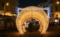 Beautiful and elegant Christmas lights decorations on the streets of Brussels.