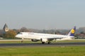 Belgium, Zaventem, Brussels Airport, Landing of a plane of the German company Lufthansa