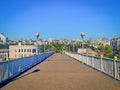 White pedestrian bridge in Belgorod city Royalty Free Stock Photo