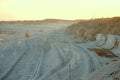 Belgorod chalk quarry in the golden rays of the sun low