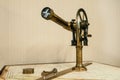 Vintage geodetic optical leveling instrument. Old classic measurement level.