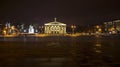 Belgorod, Russia, February 27, 2019 Square in the evening. in the background is the Shchepkin Theater.