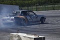 Belgorod , Russia - OCT 13, 2018: A drift racing car in action with smoking tires in track