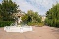 Easter fountain on a Friendship Square with an alley of twin cities