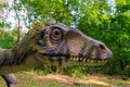 Face of deinonychus in dinopark of Belgorod city