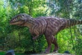 Full-size statue of gigantosaurus in dinopark of Belgorod city