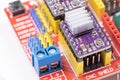 Belgrade - 20.02.2022. - Arduino CNC Shield motherboard with stepper drivers isolated above white background